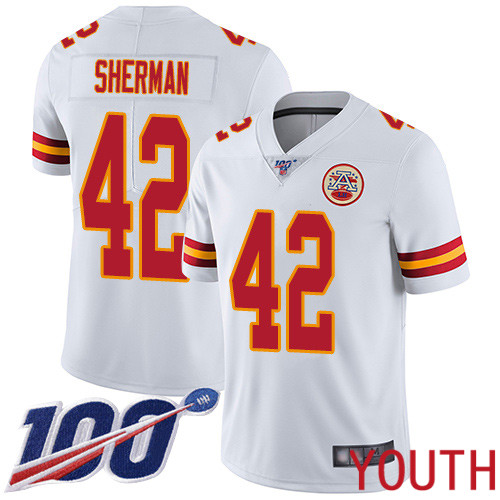 Youth Kansas City Chiefs #42 Sherman Anthony White Vapor Untouchable Limited Player 100th Season Nike NFL Jersey->youth nfl jersey->Youth Jersey